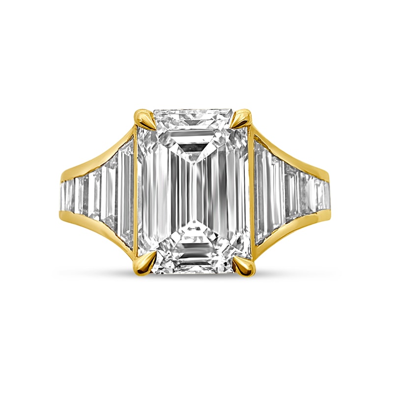 Angelina Jolie Emerald Cut Baguettes Set Diamond Engagement Ring