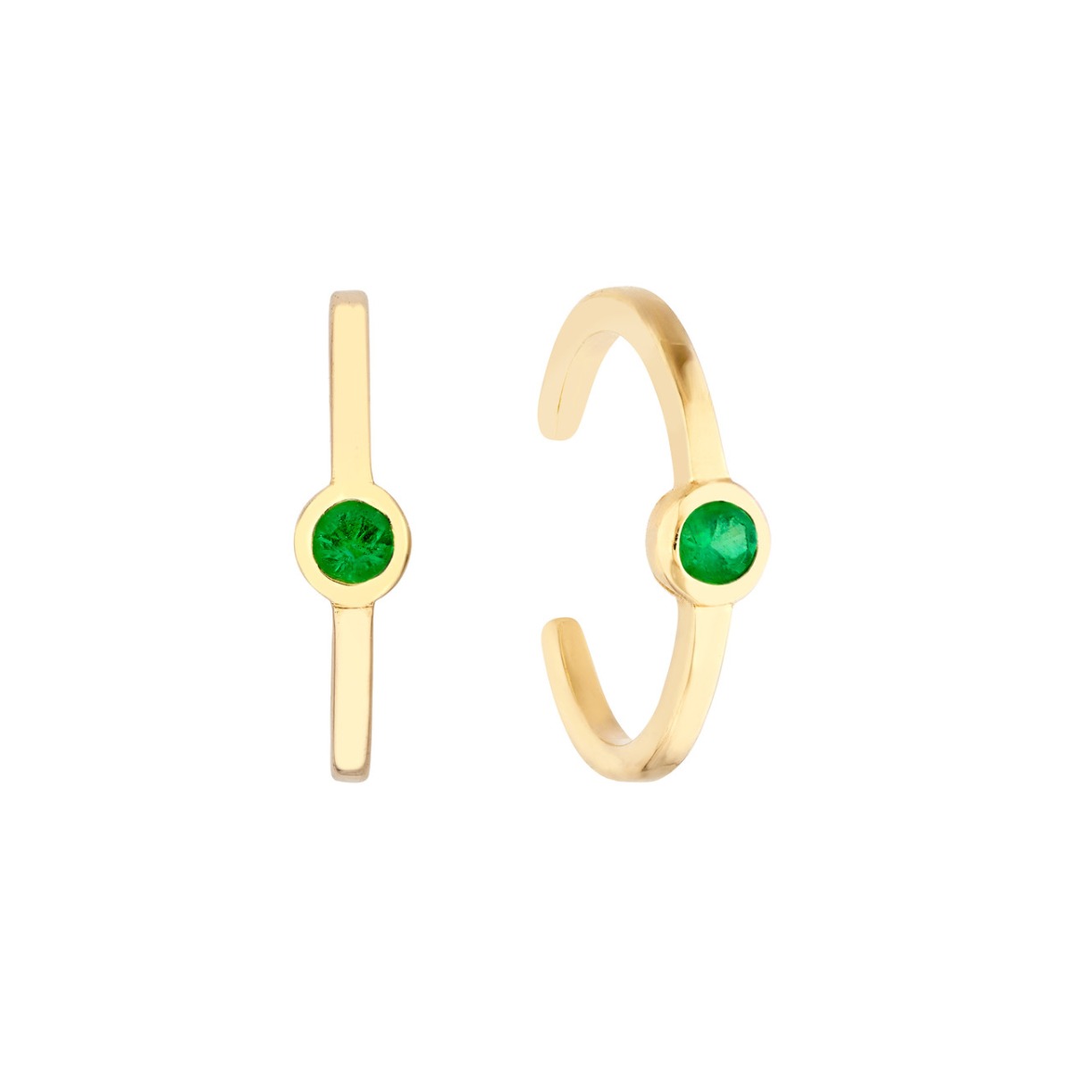 Emerald Bezel Earring Cuffs