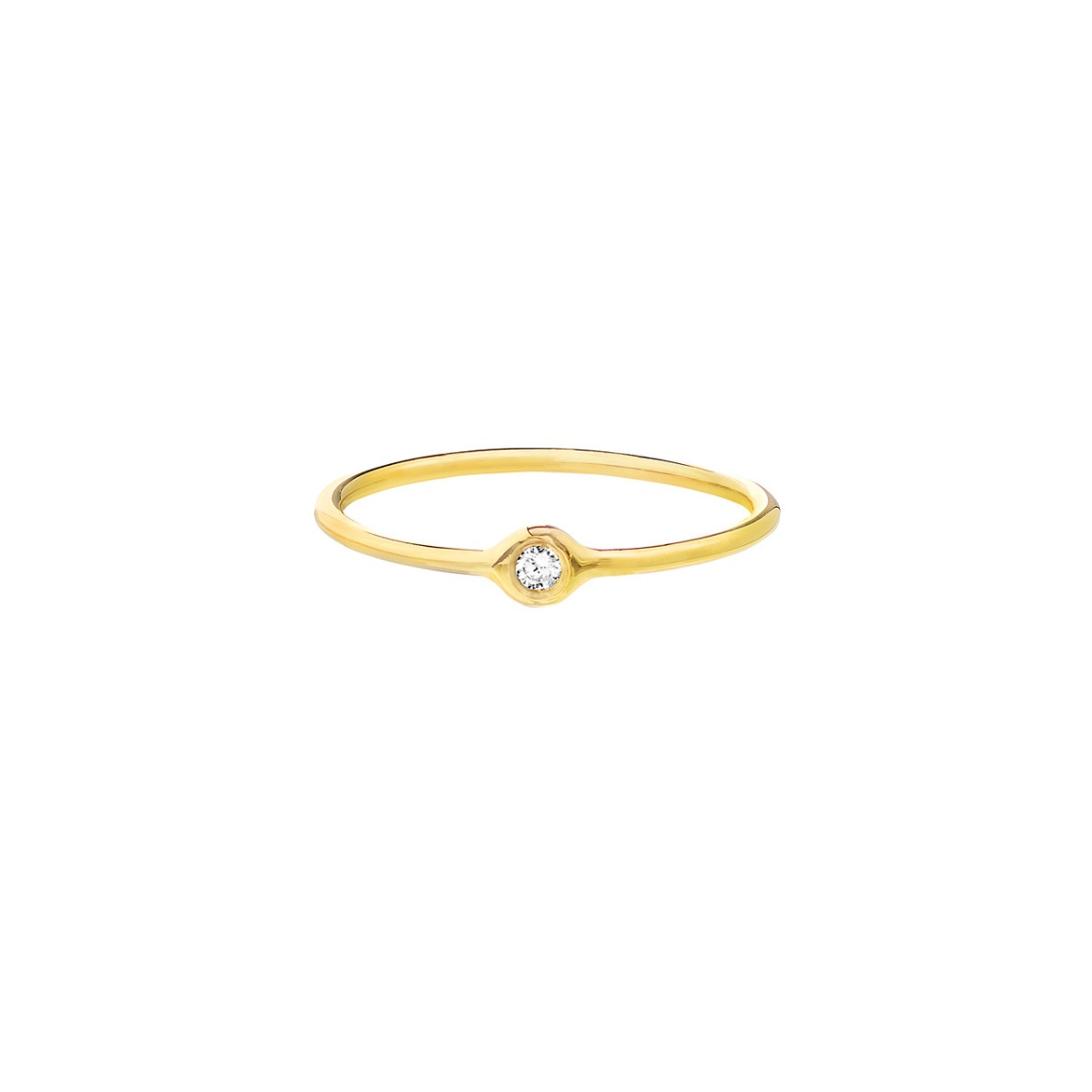 Round Diamond Bezel Gold Ring