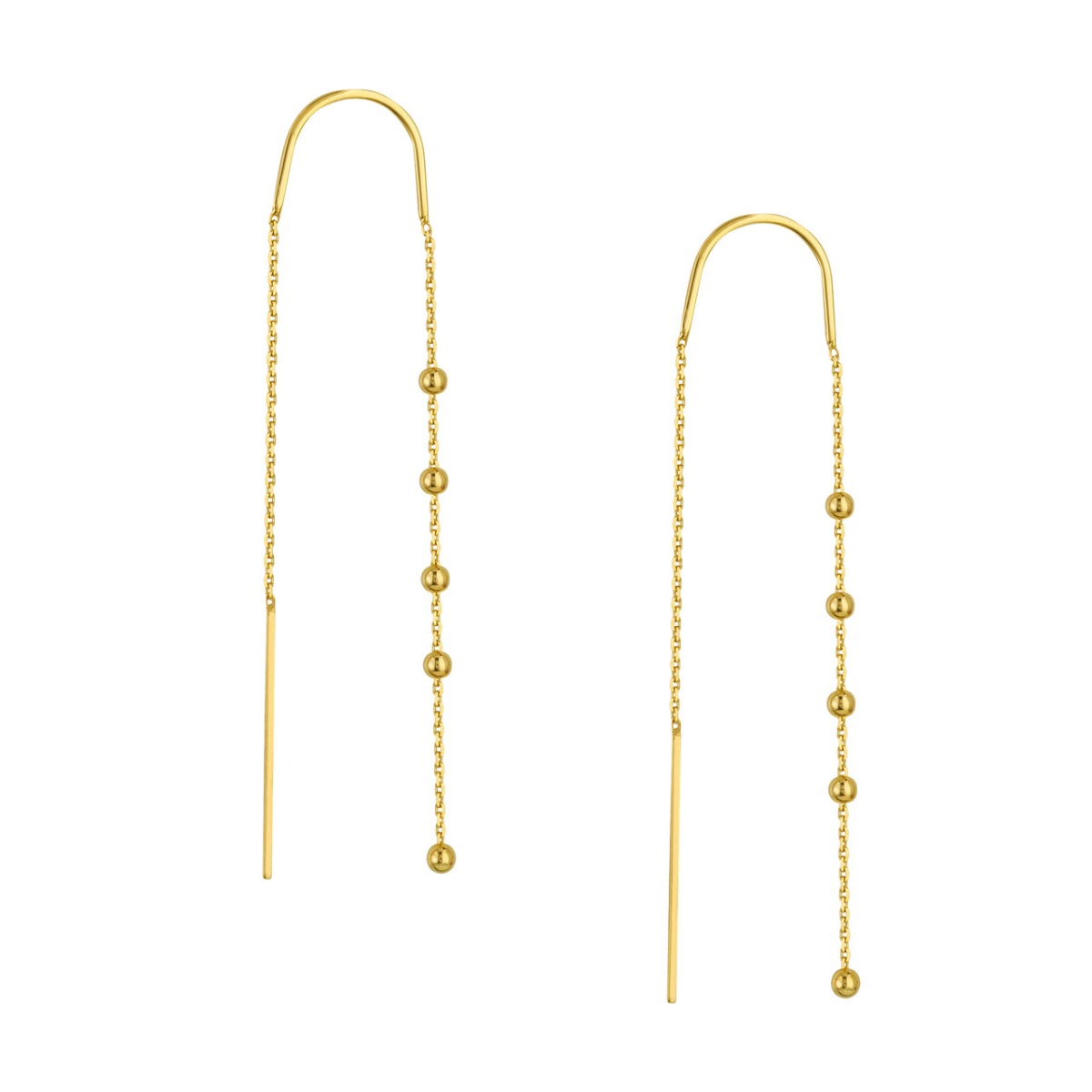 Gold Bead Accent Threader Earrings