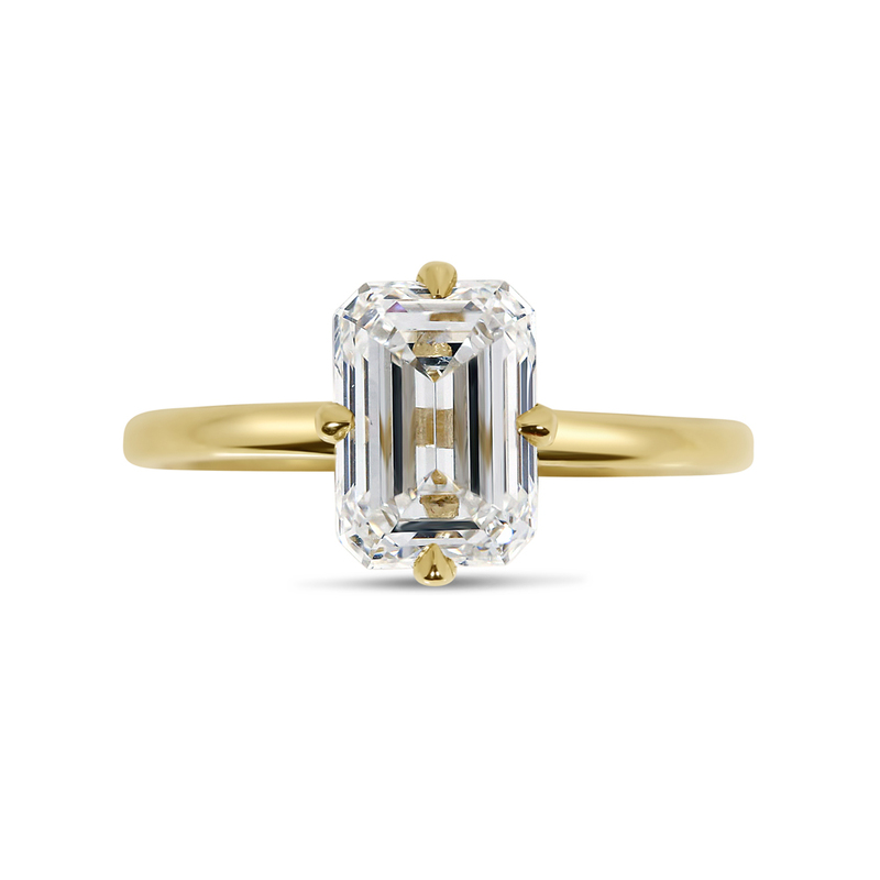 Compass Setting Emerald Shape Diamond Engagement Ring | Reve Diamonds