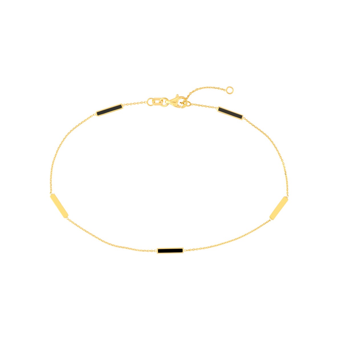 Black Enamel Alternating Gold Bar Anklet