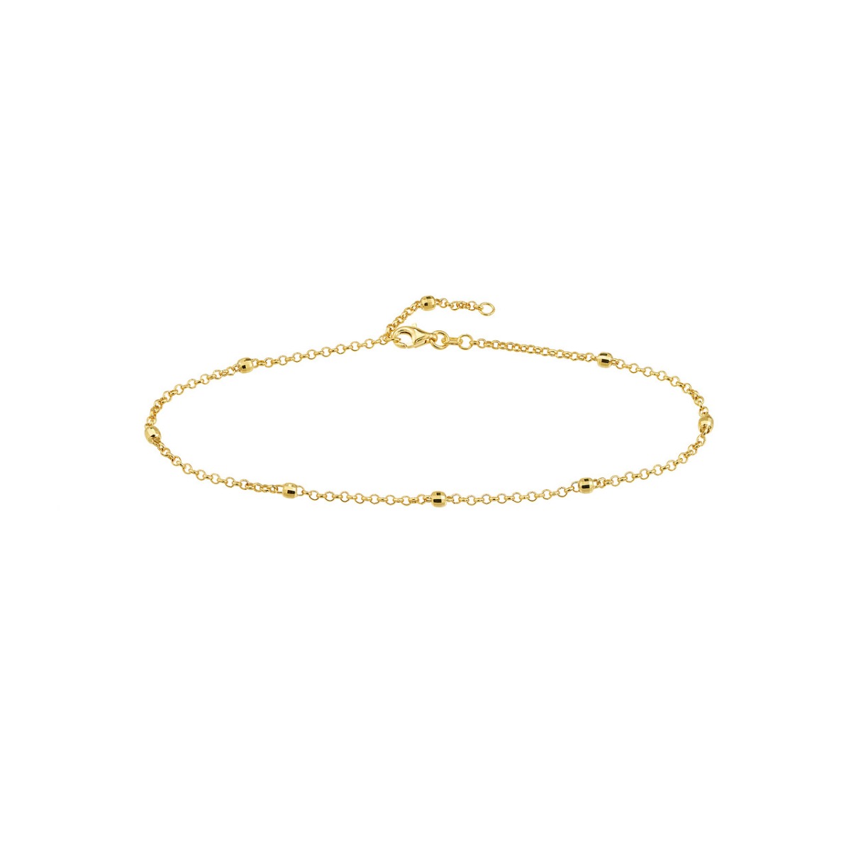 Gold Bead Station Rolo Chain Anklet