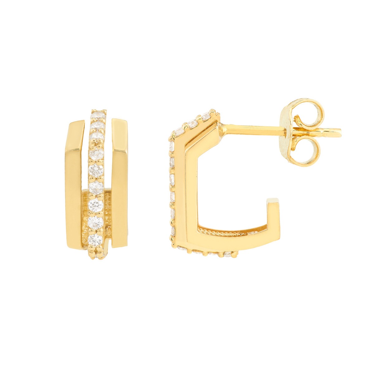 Diamond J Hoop Earrings