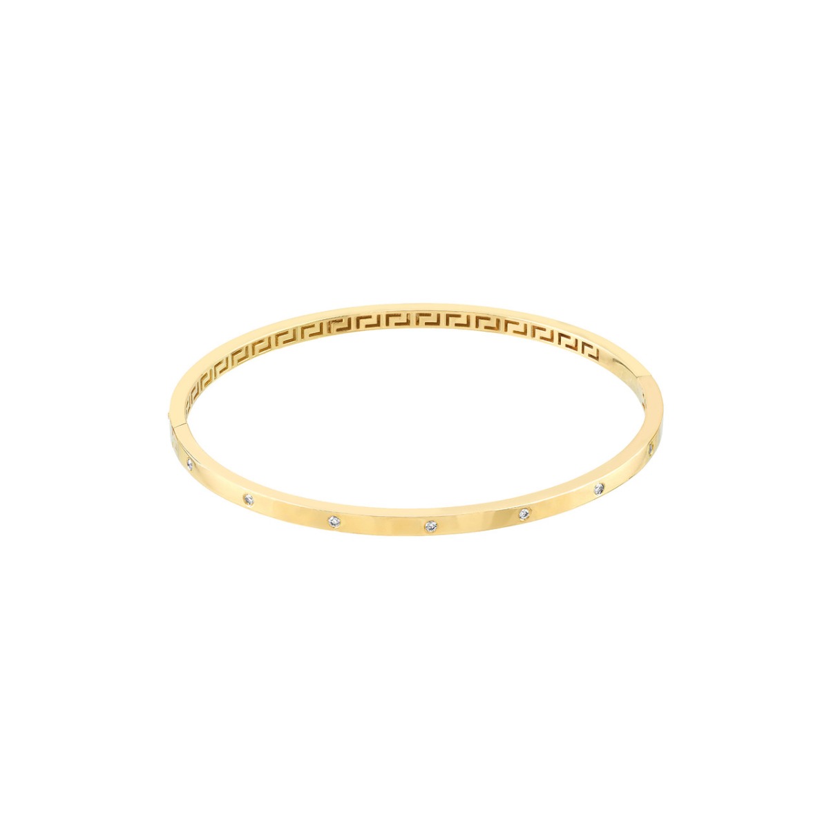 Diamond Square Gold Tube Bangle