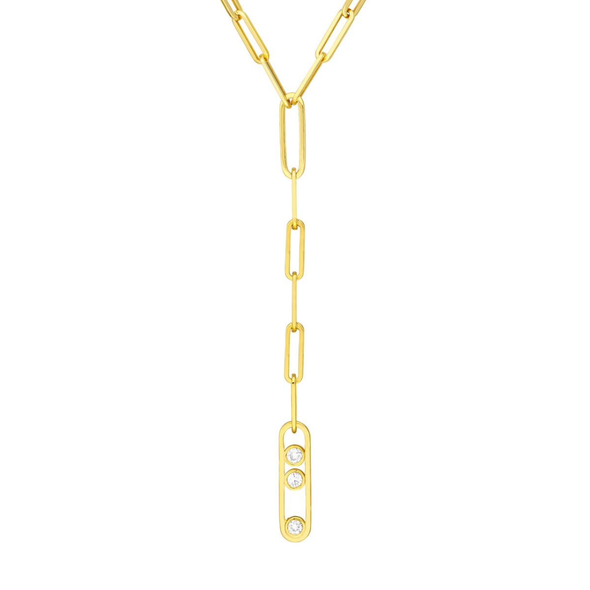 Triple Radiance Lariat Gold Necklace