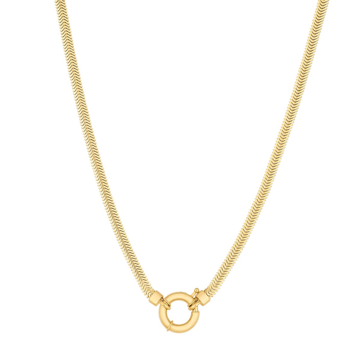 Gold Fancy Lock Snake Necklace