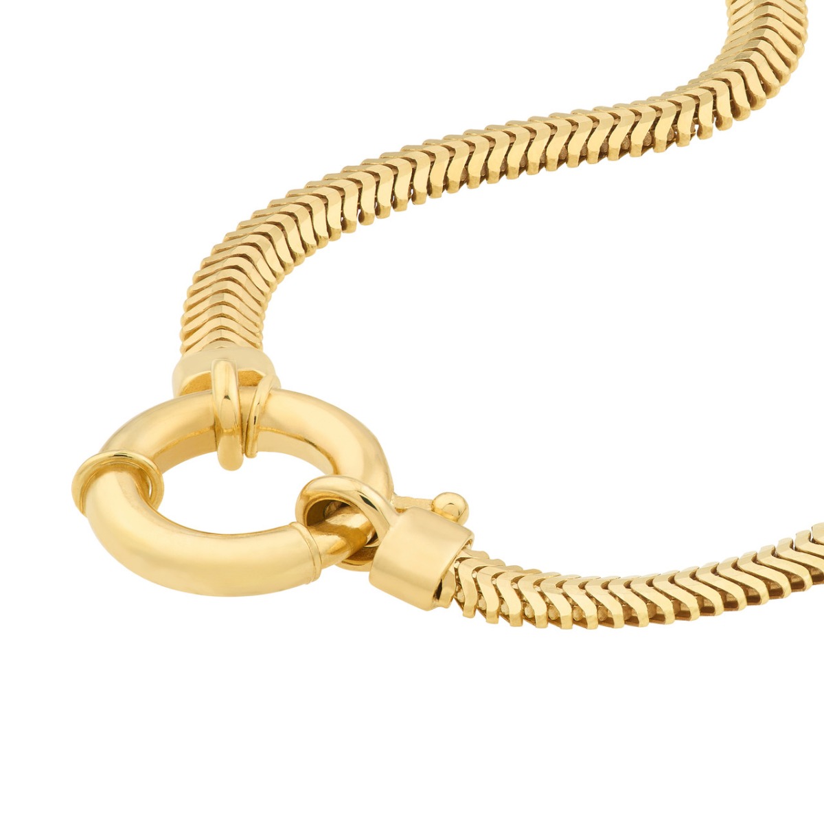 Gold Fancy Lock Snake Necklace