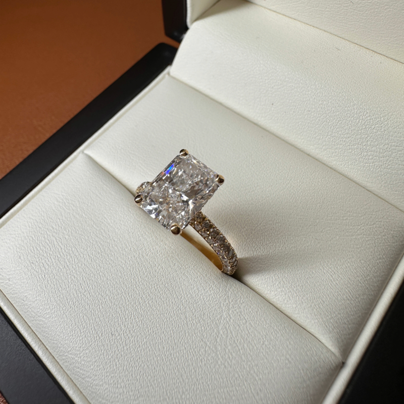 Radiant Cut Hidden Halo Diamond Engagement Ring