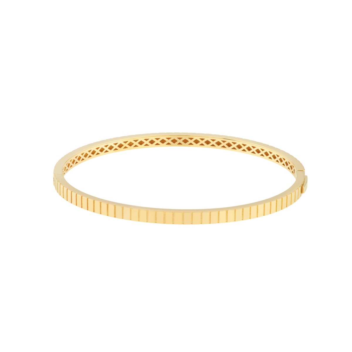 Fluted Hinge Weave Gold Bangle 