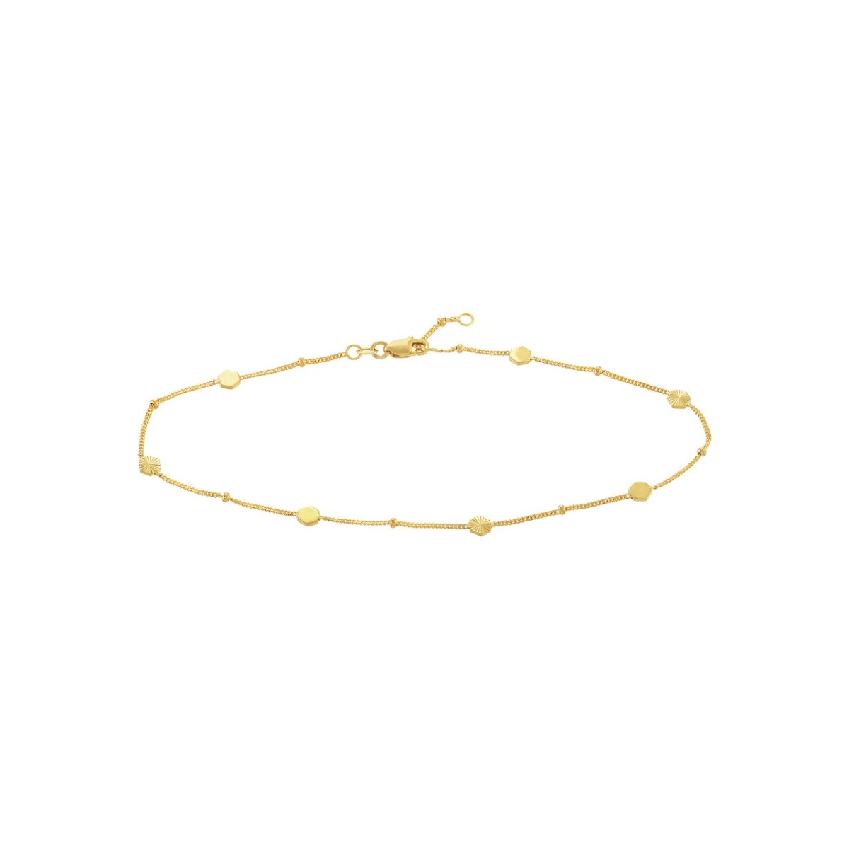 Fluted/Polished Gold Hexagon Anklet