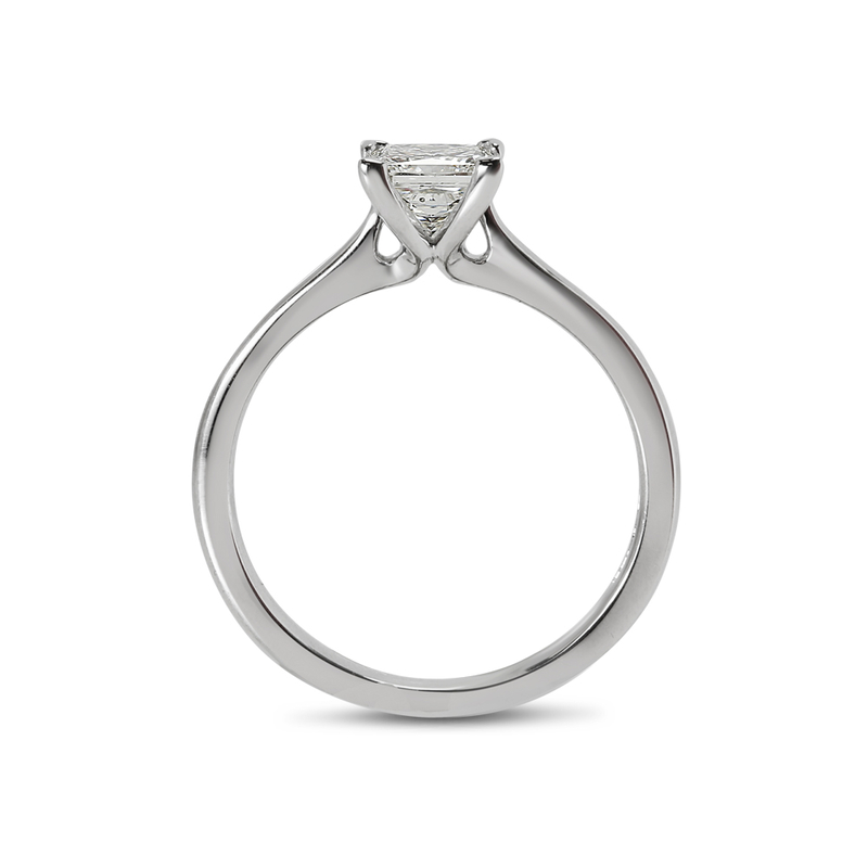Princess Cut Tapered Solitaire Diamond Engagement Ring
