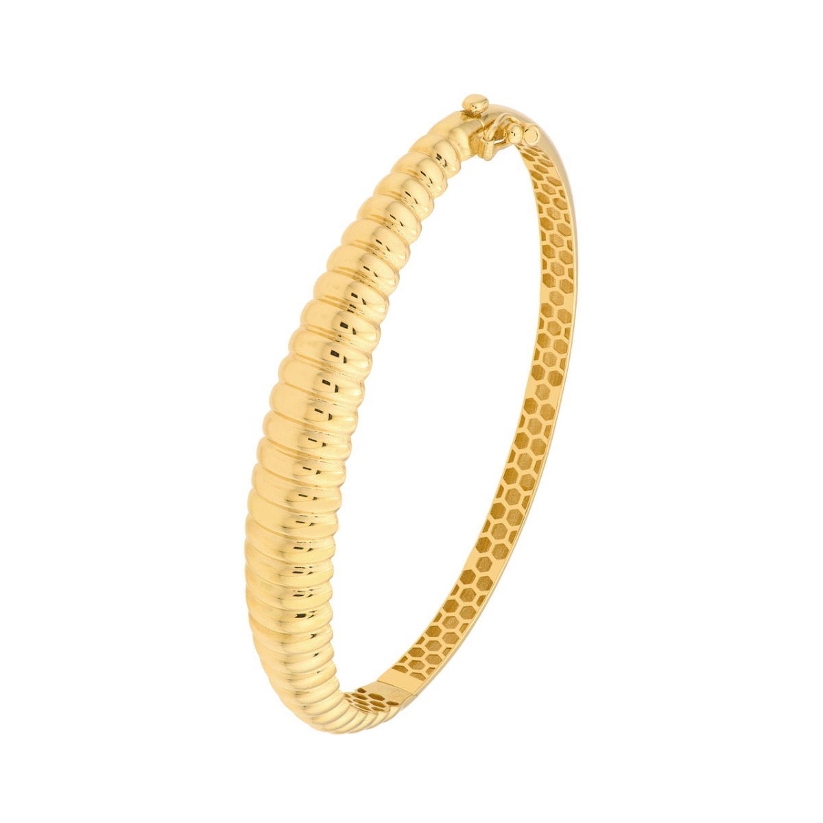 Graduated Gold Ribbed Bangle Bracelet