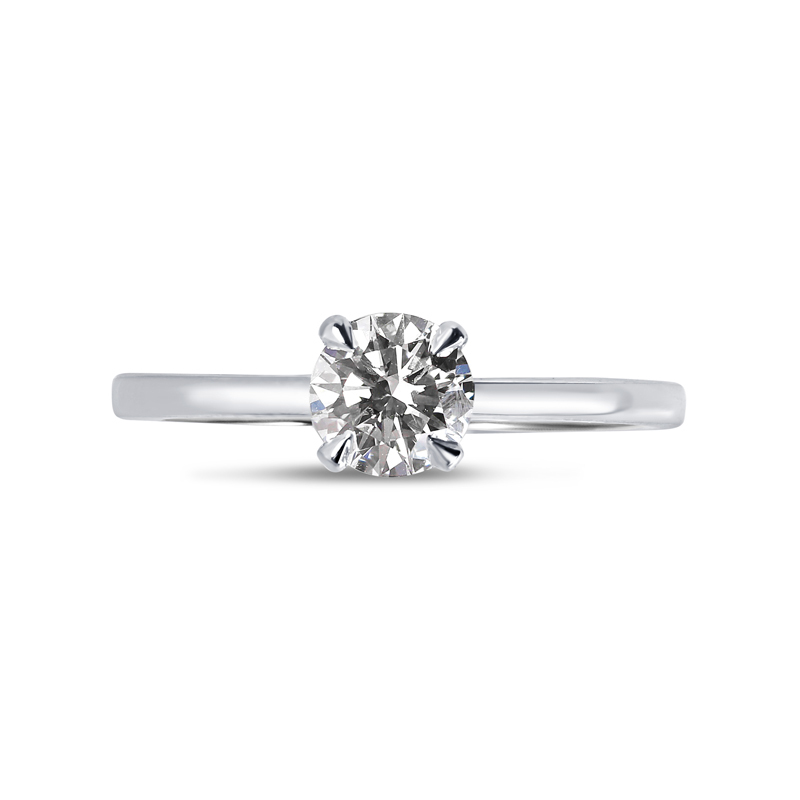 Heart Shape Setting Round Solitaire Lab Grown Diamond Engagement Ring 