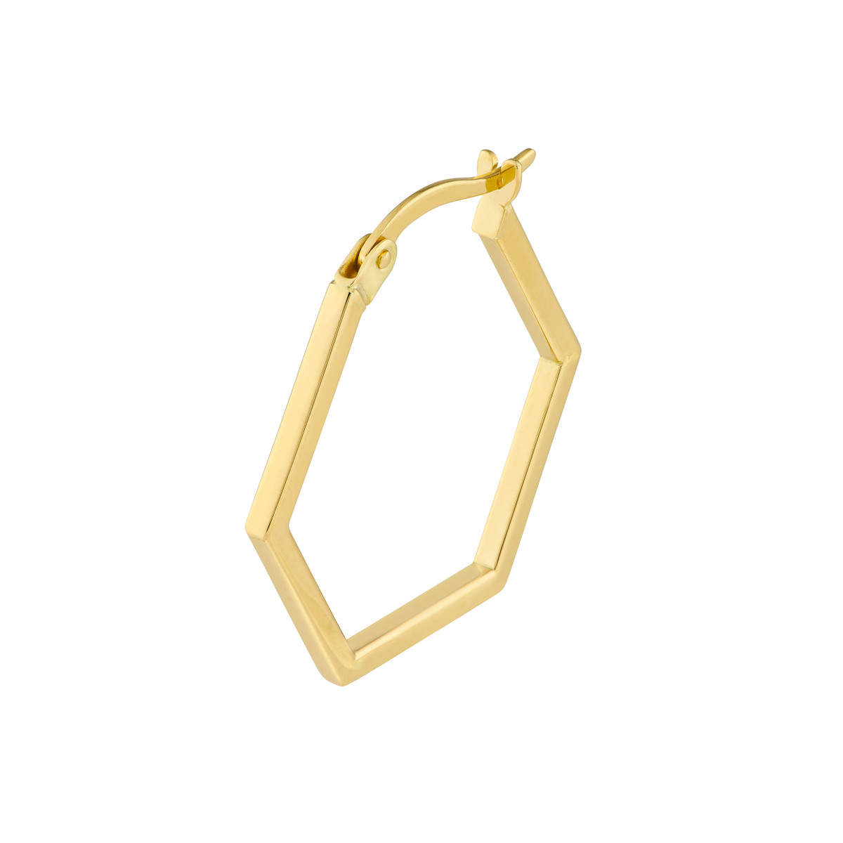 Hexagon Shape Gold Hoops Earrings