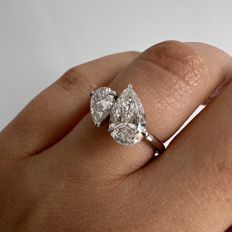 Toi et Moi Pear Shaped Engagement Ring