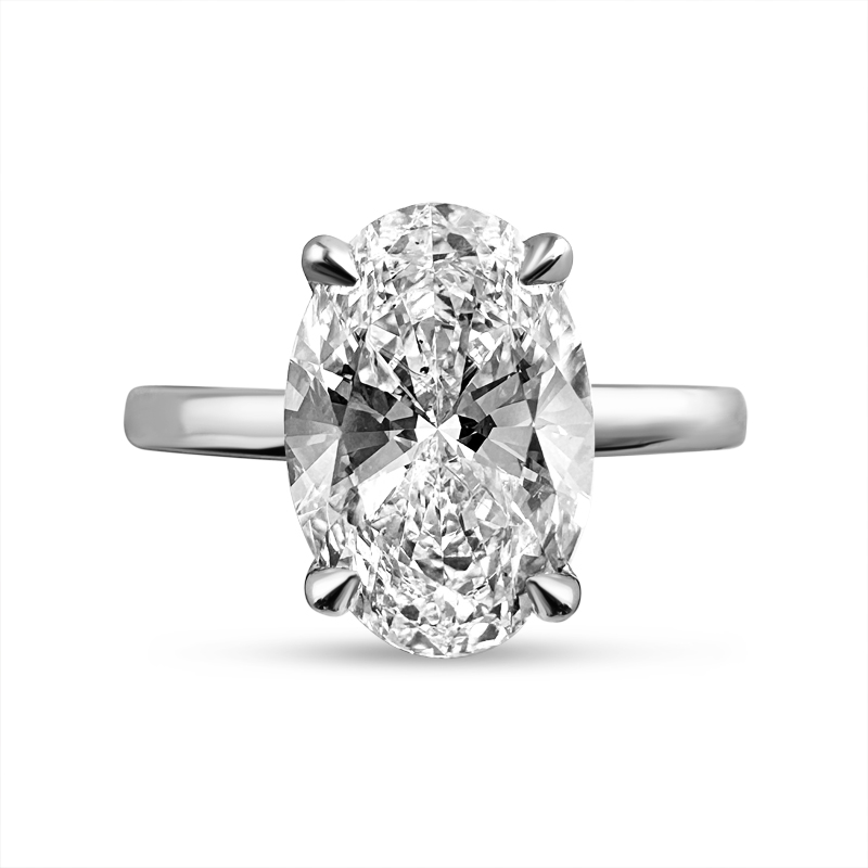 Oval Cut Diamond  Solitaire Engagement Ring Top View