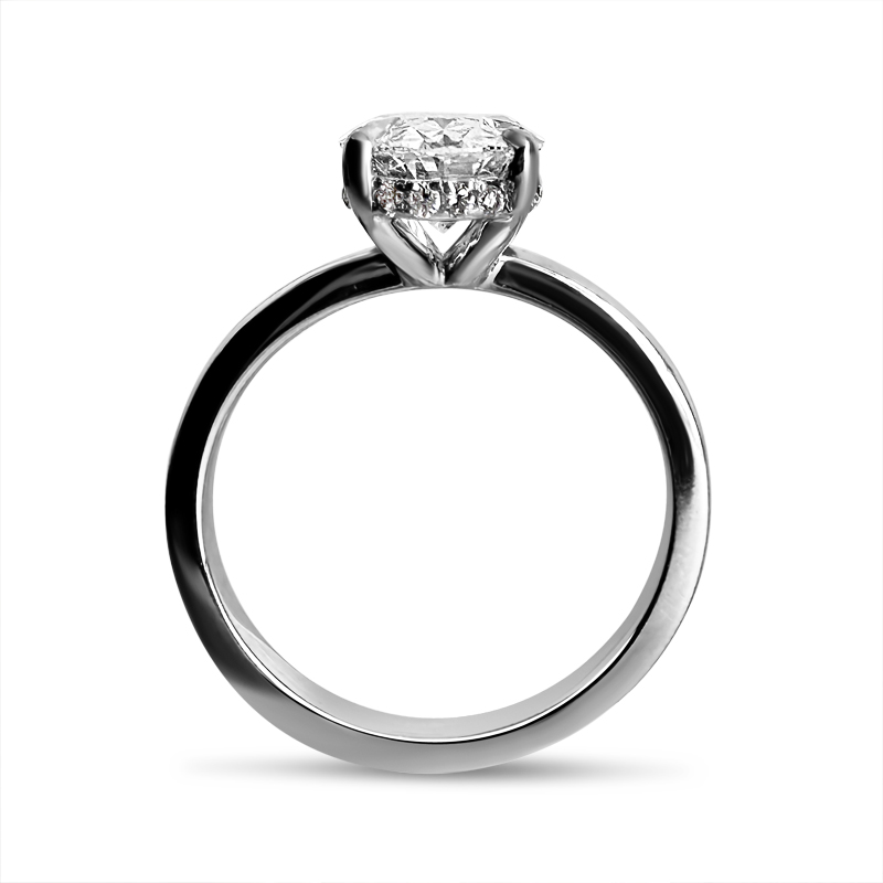 Oval Cut Solitaire Hidden Halo Diamond Engagement Ring