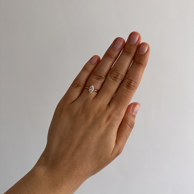 Marquise Lab-Grown Solitaire Style Engagement Ring 