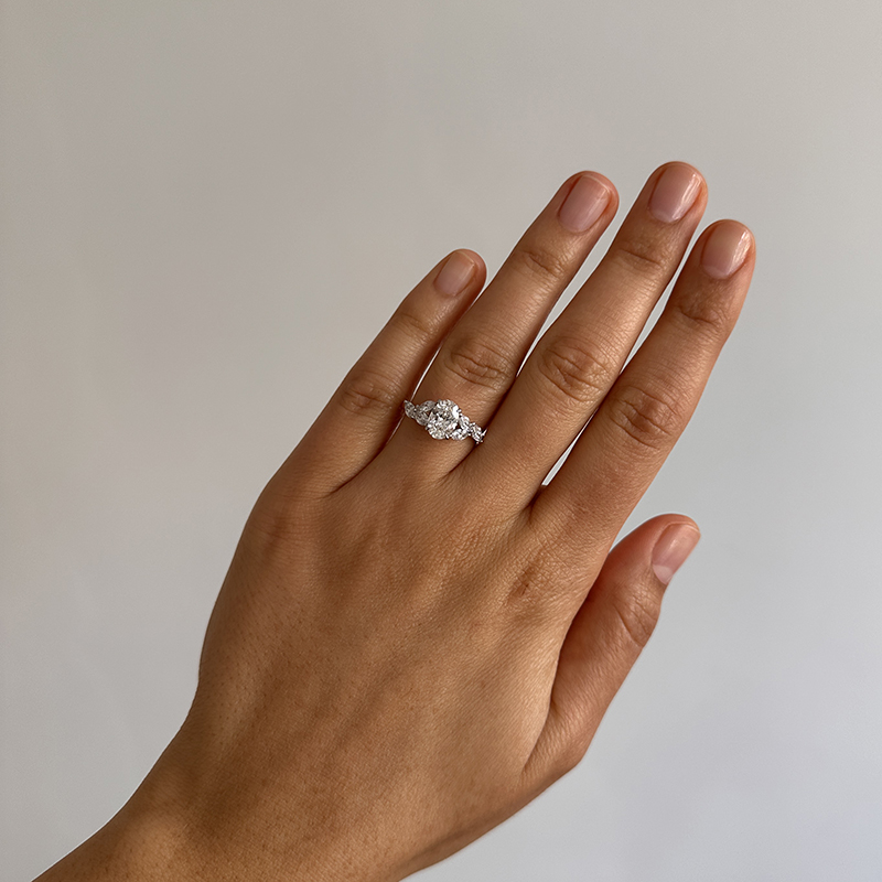 Oval and Marquise Side Diamond Engagement Ring