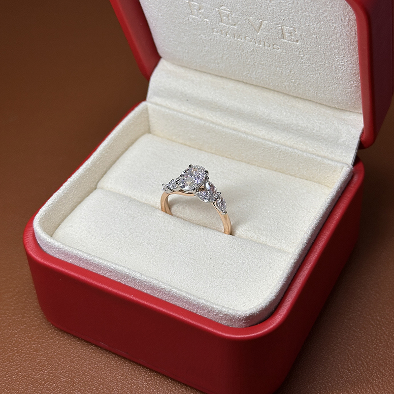 Oval and Marquise Side Diamond Engagement Ring