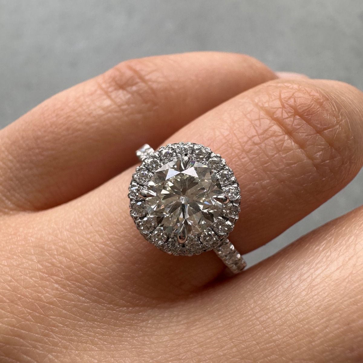  Double Edge Halo Round Lab Grown Diamond Engagement Ring