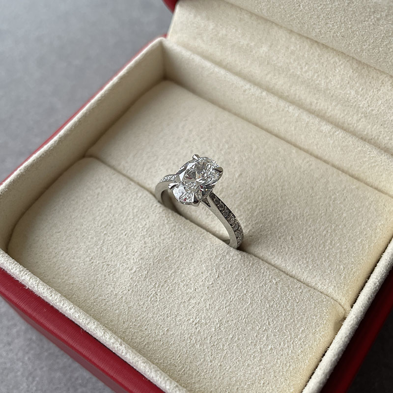 Oval Cut Pave Lab Grown Diamond Engagement Ring