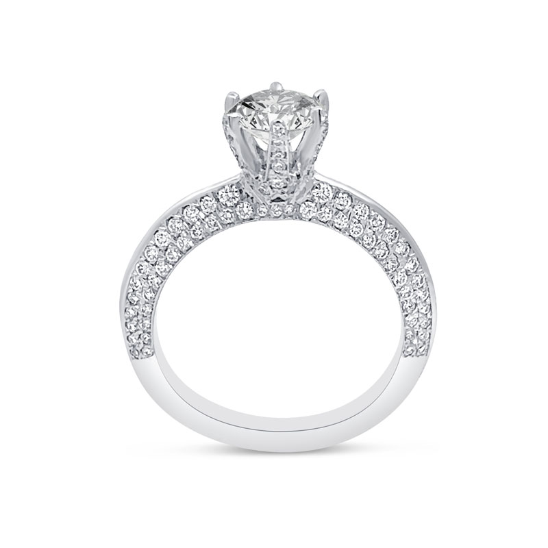 Knife Edge Bridge Pave Set Round Diamond Engagement Ring