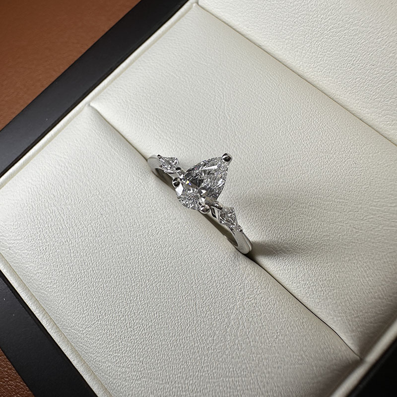 Pear and Kite Side Stones Diamond Engagement Ring