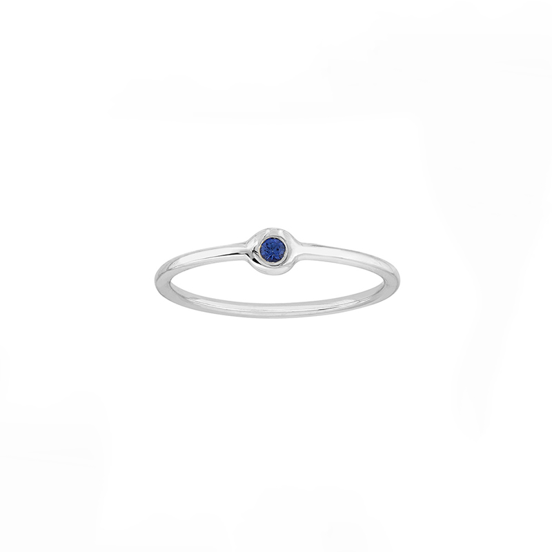 Sapphire Bezel White Gold Ring