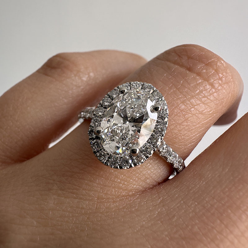 Oval Halo Thin Pave Diamond Engagement Ring