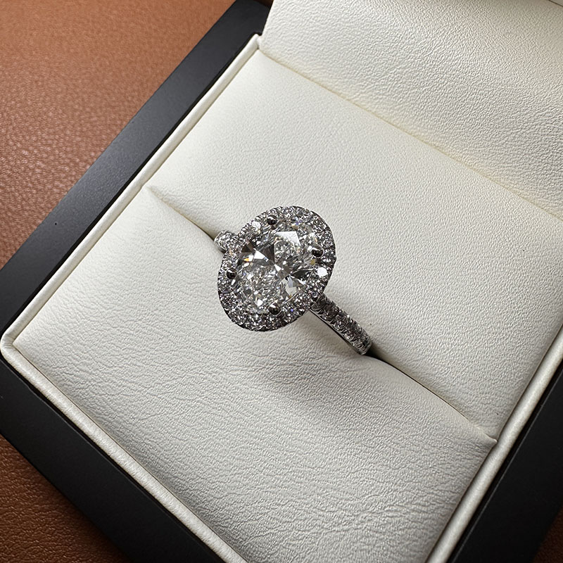 Oval Halo Thin Pave Diamond Engagement Ring