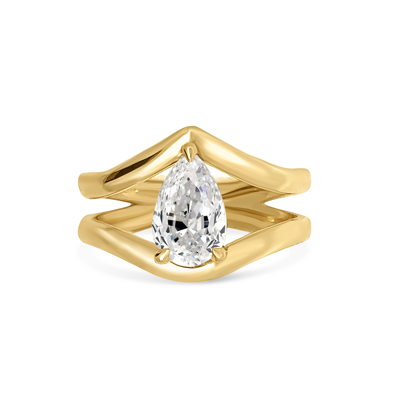 Pear Shape Diamond and Large Split Shank Diamond Engagement Ring