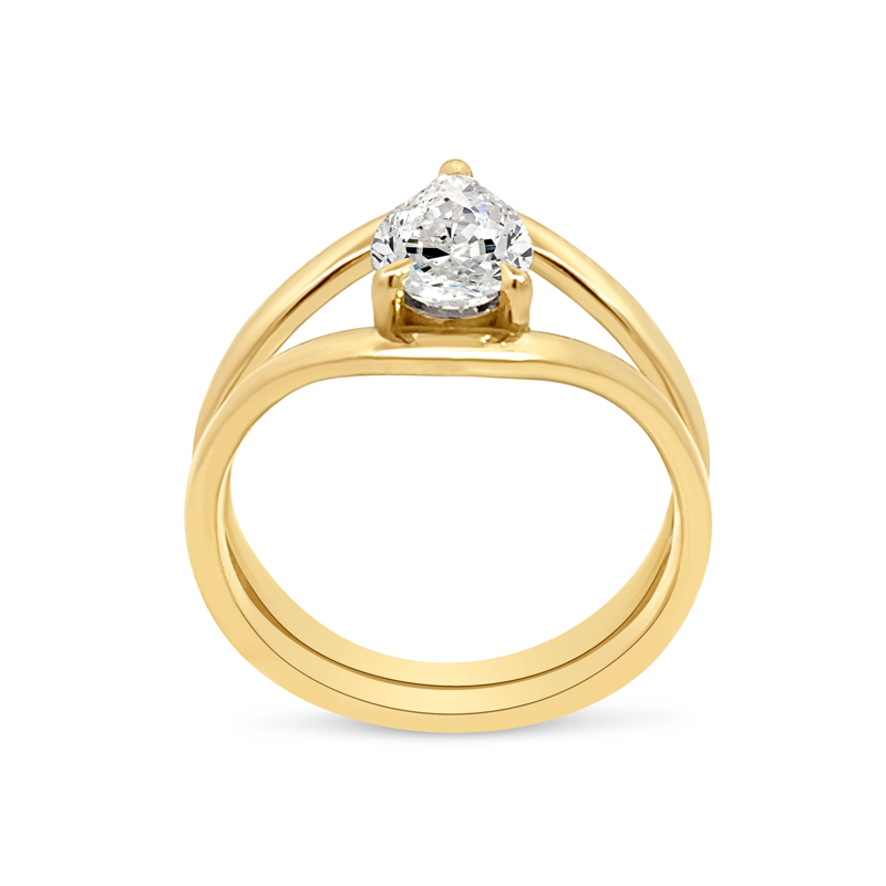Pear Shape Diamond and Large Split Shank Diamond Engagement Ring