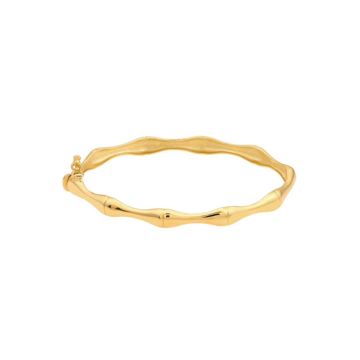 Polished Bamboo Style Gold Bangle 