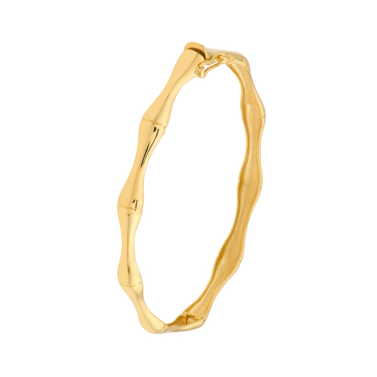 Polished Bamboo Style Gold Bangle 