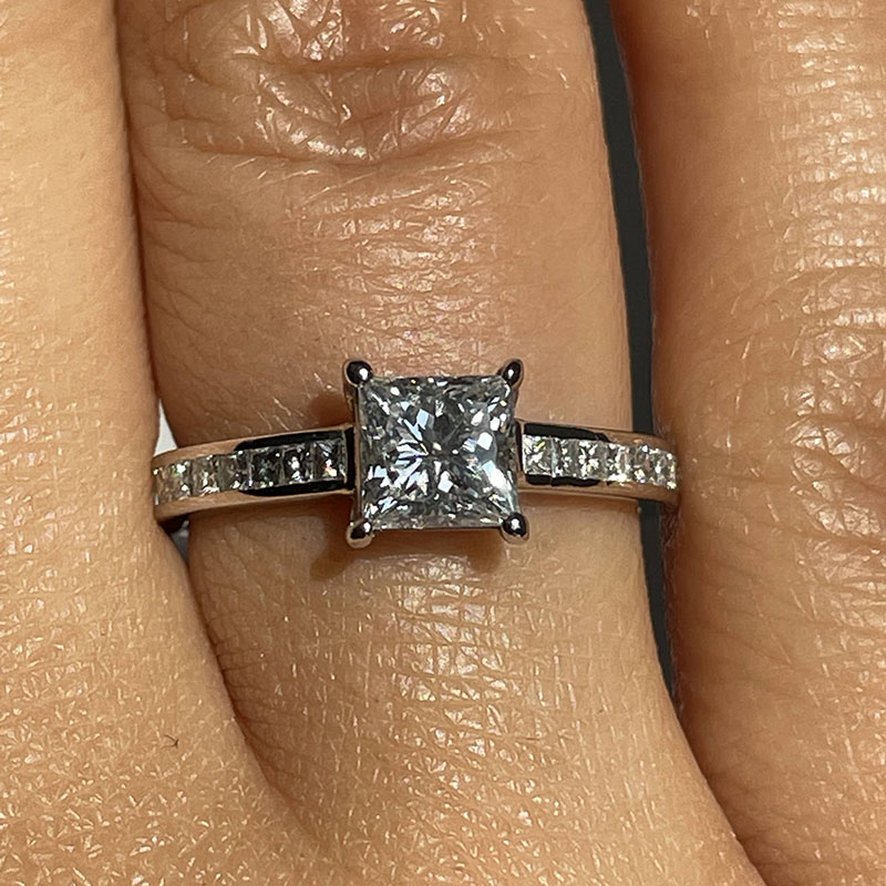 Princess Shape Channel Set Diamond Engagement Ring | Reve Diamonds