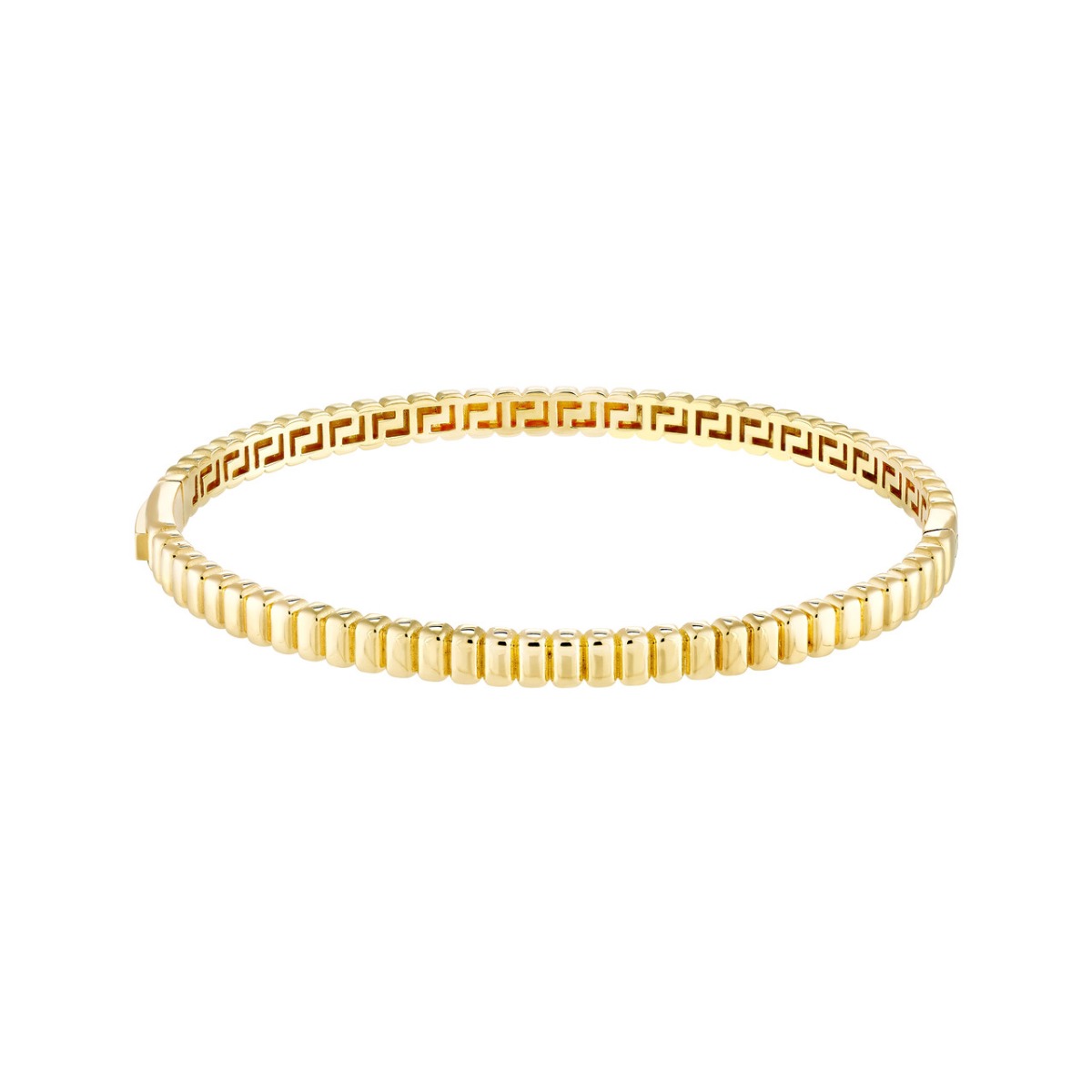 Ribbed Hinge Gold Bangle Bracelet