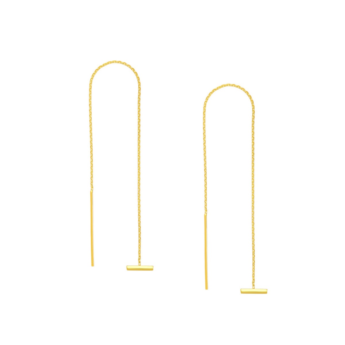 Gold Staple Bar Threader Earrings