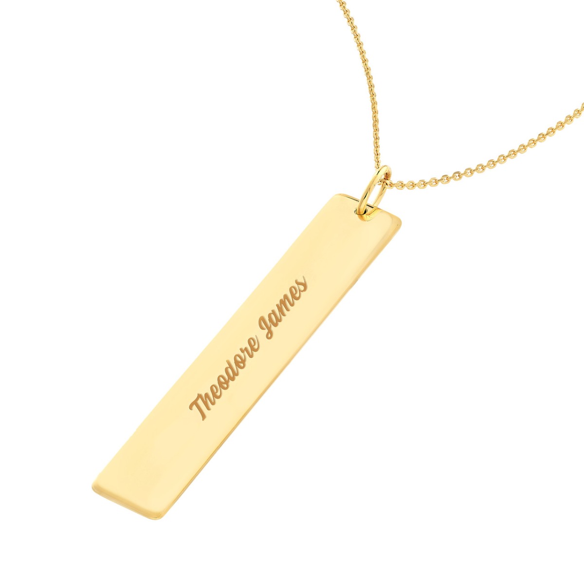 Vertical Engravable Bar Gold Pendant