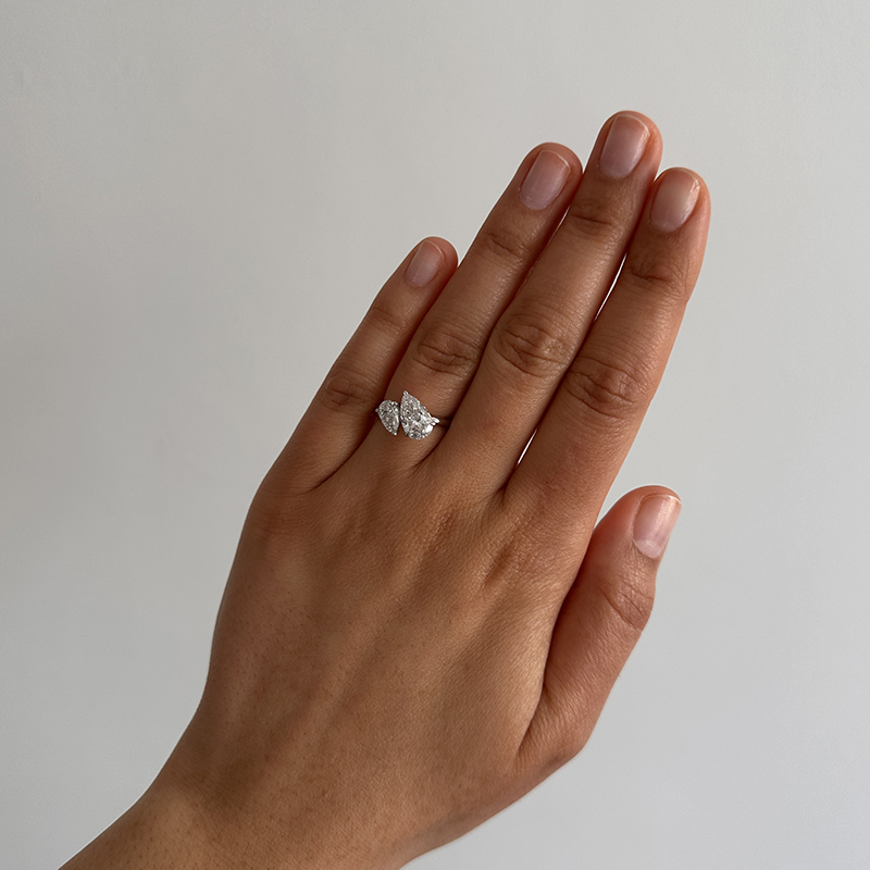 Toi et Moi Pear Shaped Engagement Ring